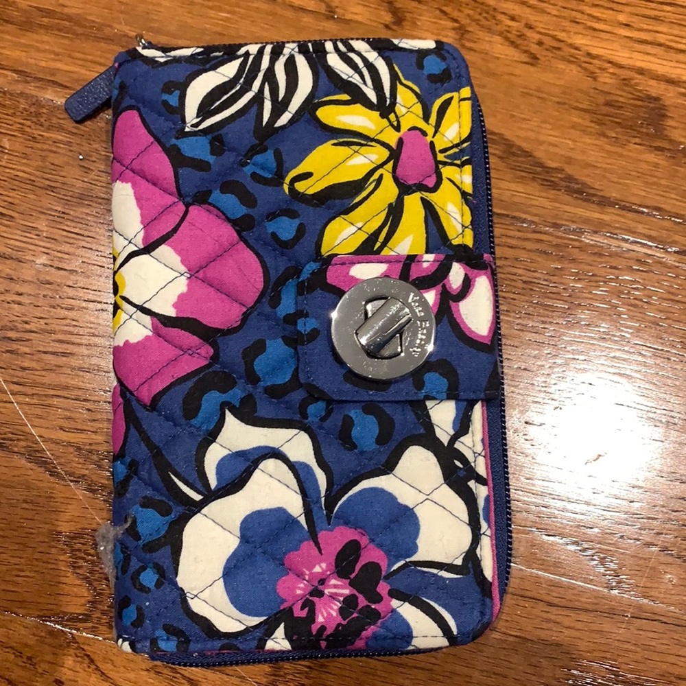 Vera Bradley wallet, new, vibrant colors of yellow, blue, purple and white.